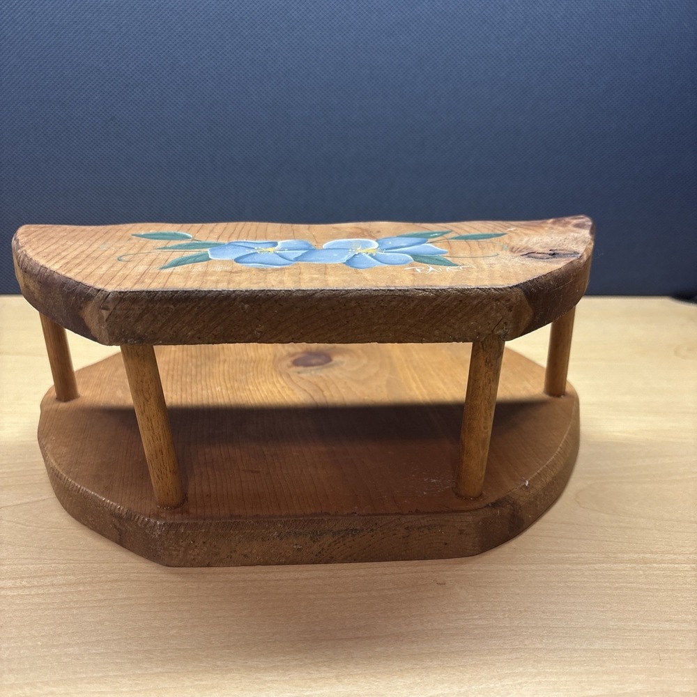 Vintage Wood China Wall Shelf Plate Rack Display Farmhouse Flower Painted. - Picture 12 of 15